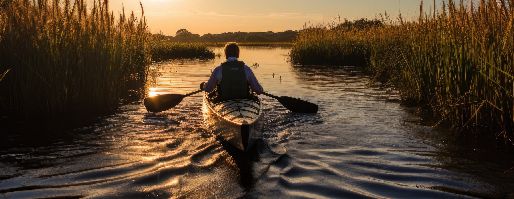 man in kayak in the river